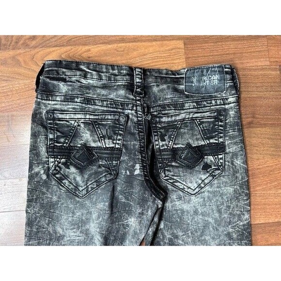 American Fighter Striker Jeans Mens 31 (31x33) Black Relaxed Straight Distressed - Picture 10 of 16